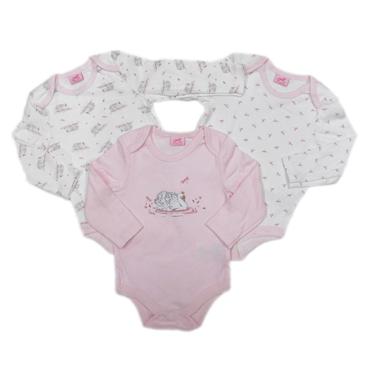 Picture of Q17870- 3 PACK COTTON SWAN GROWS/ONESIE